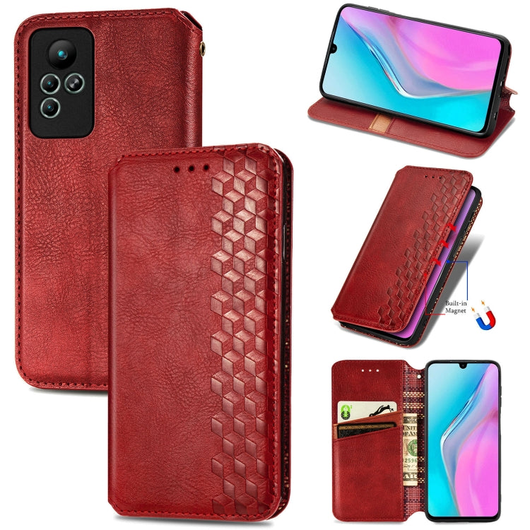 Cubic Grid Pressed Magnetic Leather Phone Case, For Honor X8 5G, For infinix Note 11, For OPPO Reno8 Pro, For OPPO Reno8