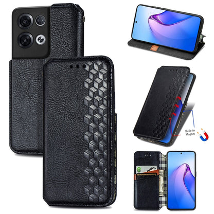 Cubic Grid Pressed Magnetic Leather Phone Case, For Honor X8 5G, For infinix Note 11, For OPPO Reno8 Pro, For OPPO Reno8