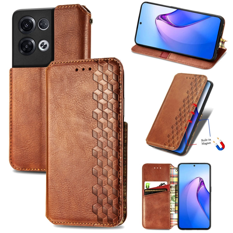 Cubic Grid Pressed Magnetic Leather Phone Case, For Honor X8 5G, For infinix Note 11, For OPPO Reno8 Pro, For OPPO Reno8