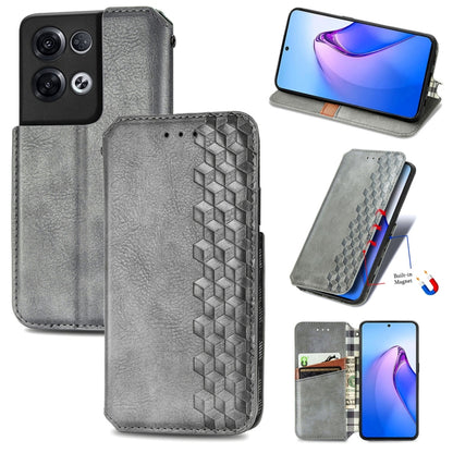 Cubic Grid Pressed Magnetic Leather Phone Case, For Honor X8 5G, For infinix Note 11, For OPPO Reno8 Pro, For OPPO Reno8