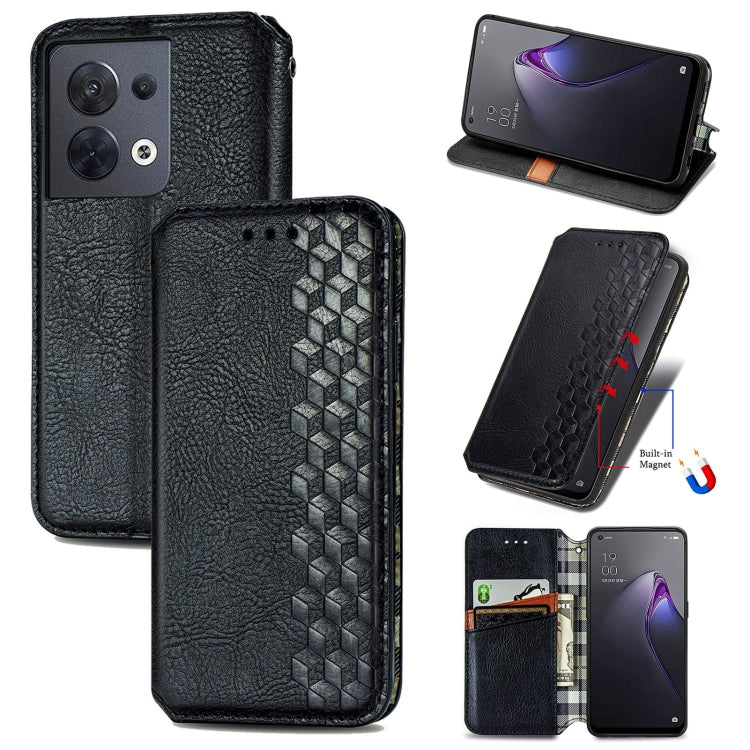 Cubic Grid Pressed Magnetic Leather Phone Case, For Honor X8 5G, For infinix Note 11, For OPPO Reno8 Pro, For OPPO Reno8