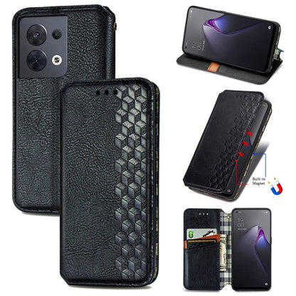 Cubic Grid Pressed Magnetic Leather Phone Case, For Honor X8 5G, For infinix Note 11, For OPPO Reno8 Pro, For OPPO Reno8