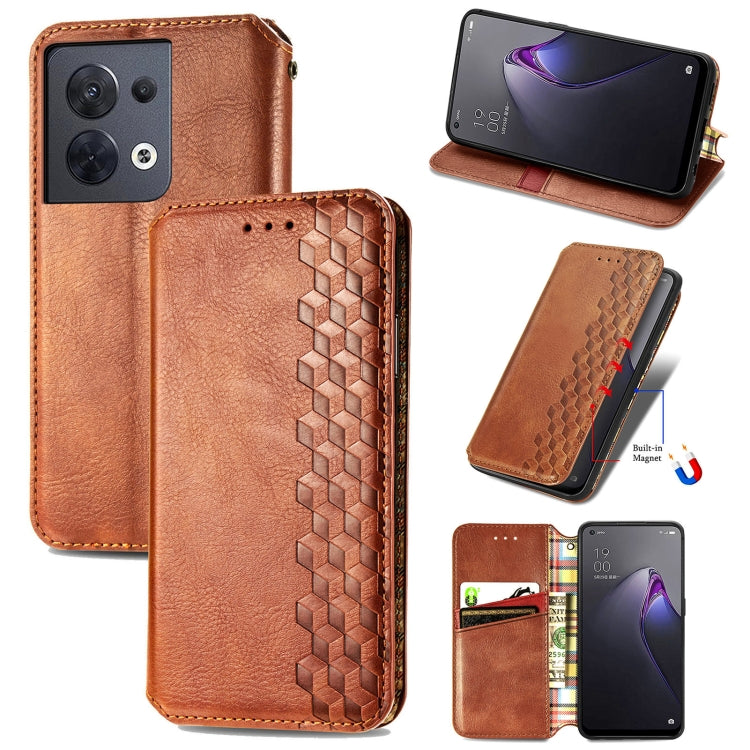 Cubic Grid Pressed Magnetic Leather Phone Case, For Honor X8 5G, For infinix Note 11, For OPPO Reno8 Pro, For OPPO Reno8