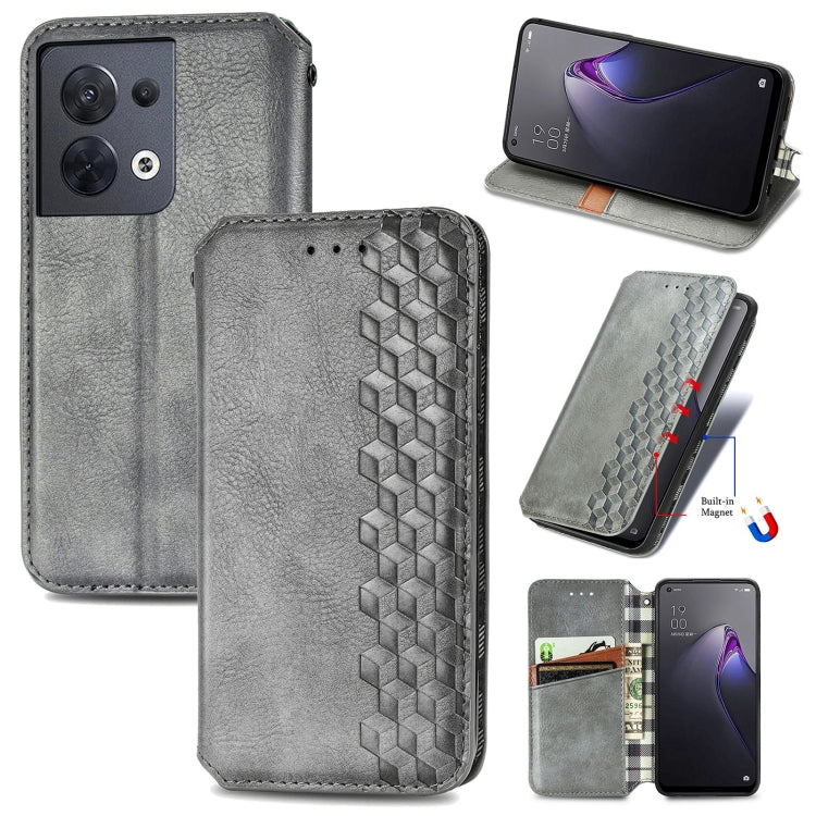Cubic Grid Pressed Magnetic Leather Phone Case, For Honor X8 5G, For infinix Note 11, For OPPO Reno8 Pro, For OPPO Reno8