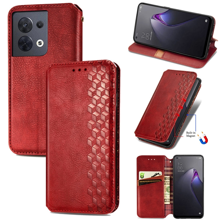 Cubic Grid Pressed Magnetic Leather Phone Case, For Honor X8 5G, For infinix Note 11, For OPPO Reno8 Pro, For OPPO Reno8