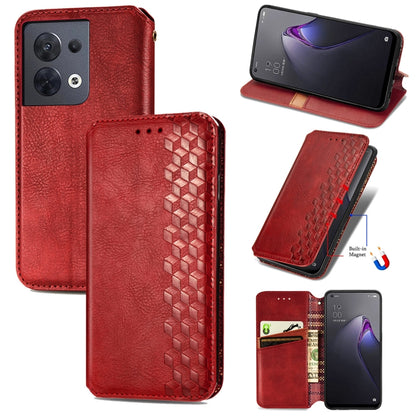 Cubic Grid Pressed Magnetic Leather Phone Case, For Honor X8 5G, For infinix Note 11, For OPPO Reno8 Pro, For OPPO Reno8