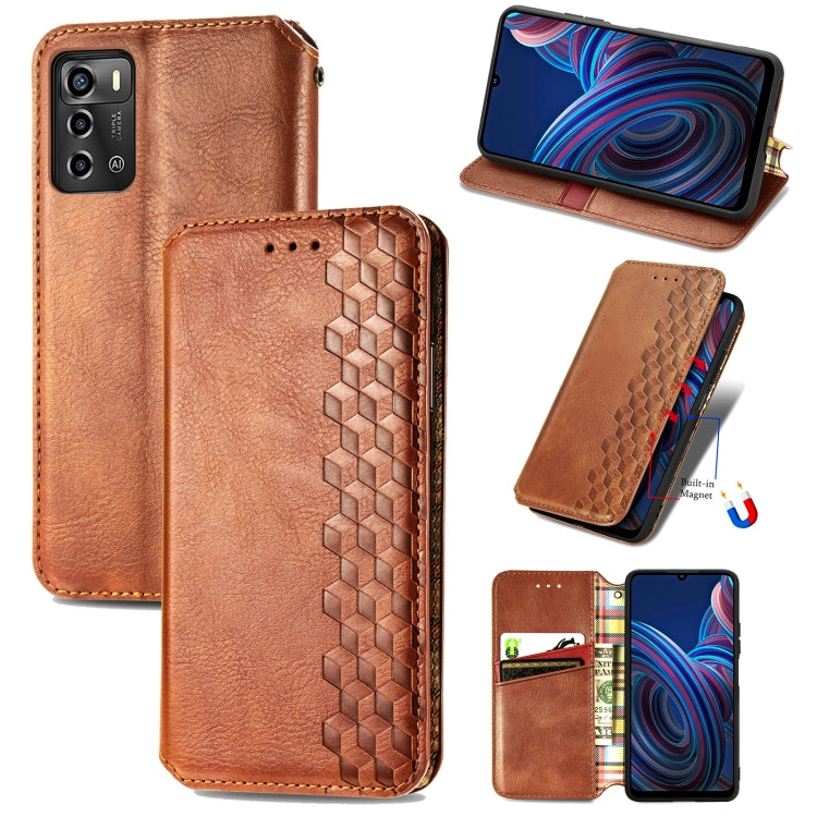 Cubic Grid Pressed Magnetic Leather Phone Case, For Xiaomi Poco M5, For vivo T2X 5G, For Xiaomi 12S Ultra, For ZTE Blade A72 4G