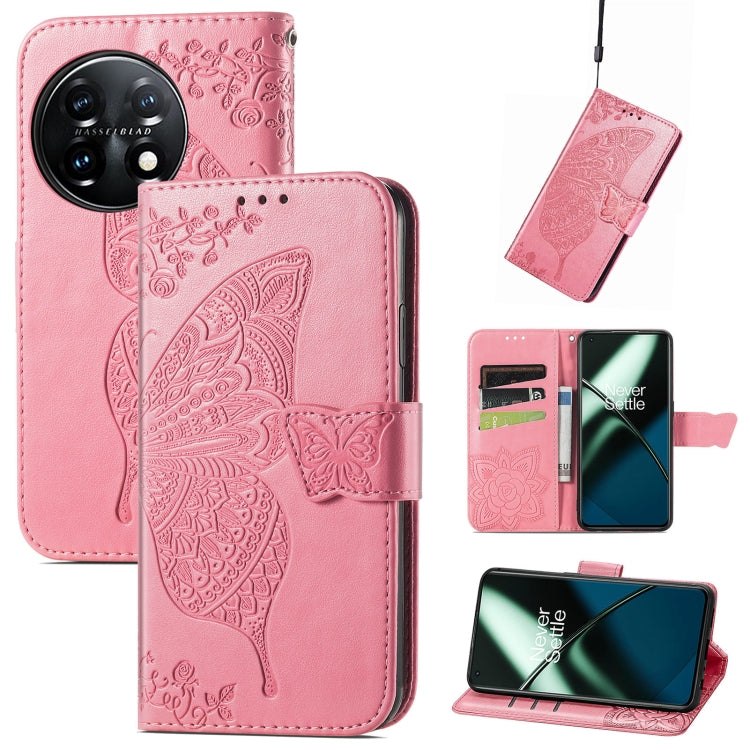Butterfly Love Flower Embossed Flip Leather Phone Case, For OnePlus 11, For OnePlus Nord N300