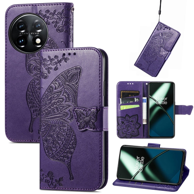 Butterfly Love Flower Embossed Flip Leather Phone Case, For OnePlus 11, For OnePlus Nord N300