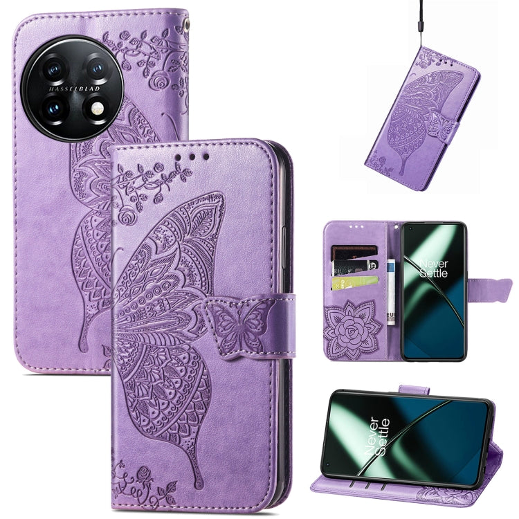 Butterfly Love Flower Embossed Flip Leather Phone Case, For OnePlus 11, For OnePlus Nord N300