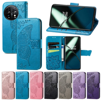 Butterfly Love Flower Embossed Flip Leather Phone Case, For OnePlus 11, For OnePlus Nord N300