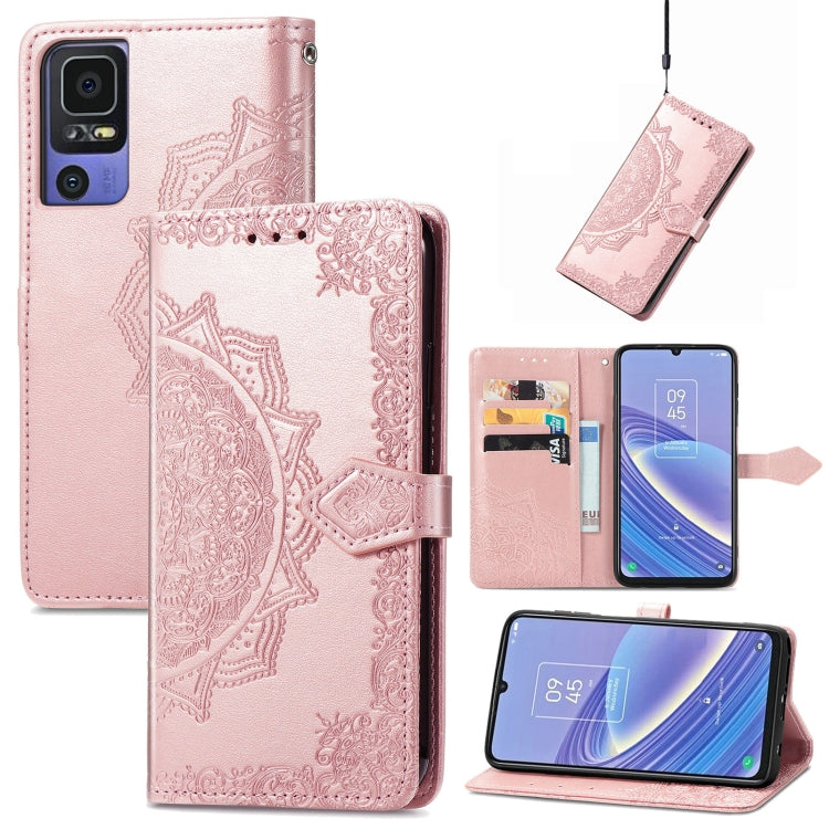 Mandala Flower Embossed Leather Phone Case, For Samsung Galaxy A04, For Samsung Galaxy A04e, For TCL 40 SE, For Tecno Spark 9 Pro