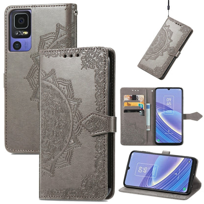 Mandala Flower Embossed Leather Phone Case, For Samsung Galaxy A04, For Samsung Galaxy A04e, For TCL 40 SE, For Tecno Spark 9 Pro