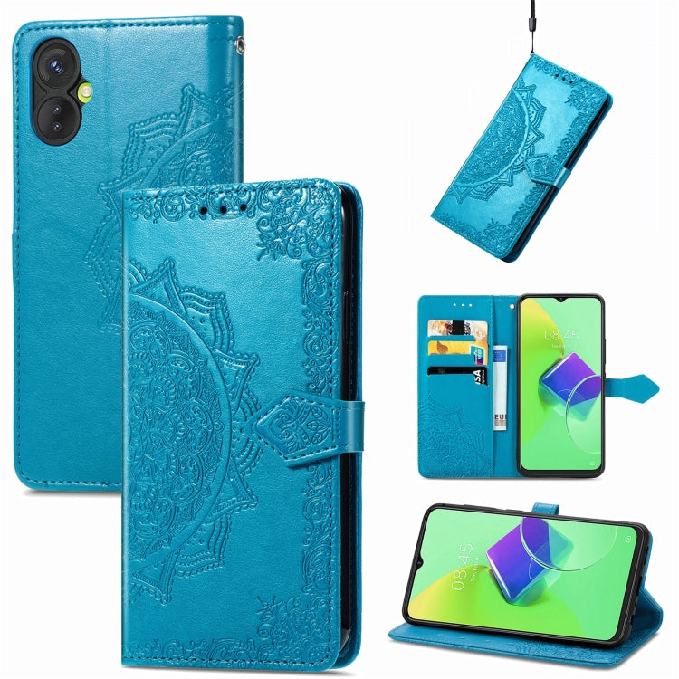 Mandala Flower Embossed Leather Phone Case, For Samsung Galaxy A04, For Samsung Galaxy A04e, For TCL 40 SE, For Tecno Spark 9 Pro