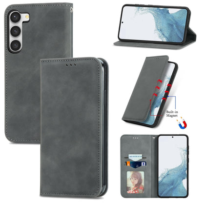 Retro Skin Feel Magnetic Leather Phone Case, For Samsung Galaxy S23 Ultra 5G, For Samsung Galaxy S23+ 5G, For Samsung Galaxy S23 5G, For Samsung Galaxy XCover 5