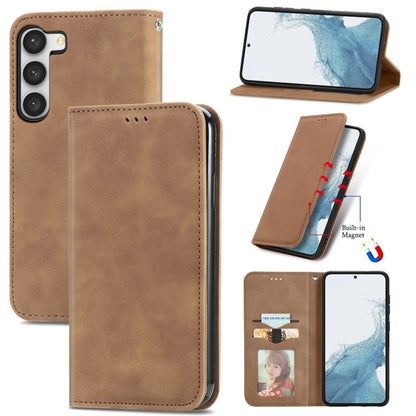 Retro Skin Feel Magnetic Leather Phone Case, For Samsung Galaxy S23 Ultra 5G, For Samsung Galaxy S23+ 5G, For Samsung Galaxy S23 5G, For Samsung Galaxy XCover 5