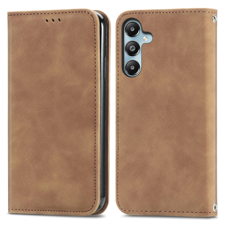 Retro Skin Feel Magnetic Leather Phone Case, For Galaxy S24 FE 5G, For Samsung Galaxy M35, For Samsung Galaxy M14 4G, For Samsung Galaxy M15