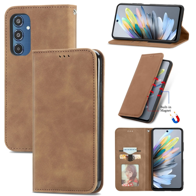 Retro Skin Feel Magnetic Leather Phone Case, For Samsung Galaxy M35, For Samsung Galaxy M14 4G, For Samsung Galaxy M15, For Samsung Galaxy XCover 7