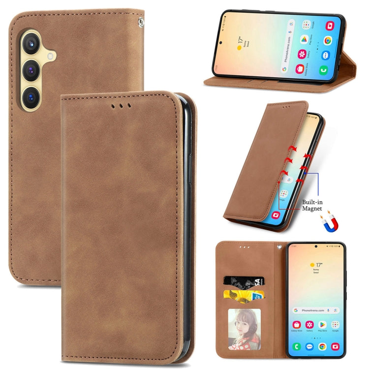 Retro Skin Feel Magnetic Leather Phone Case, For Samsung Galaxy S25 5G, For Samsung Galaxy S25+ 5G, For Samsung Galaxy S25 Ultra 5G, For Samsung Galaxy A16