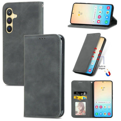 Retro Skin Feel Magnetic Leather Phone Case, For Samsung Galaxy S25 5G, For Samsung Galaxy S25+ 5G, For Samsung Galaxy S25 Ultra 5G, For Samsung Galaxy A16