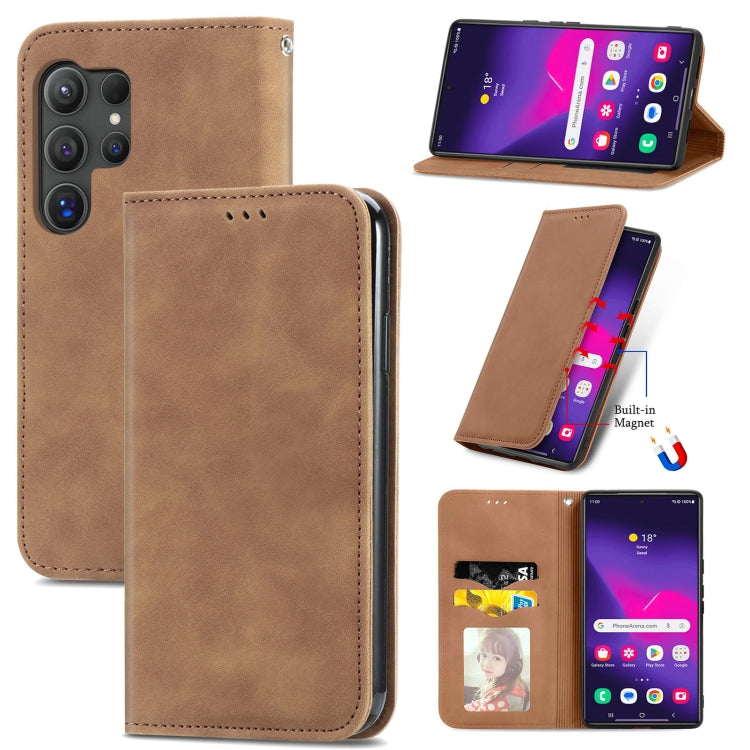Retro Skin Feel Magnetic Leather Phone Case, For Samsung Galaxy S25 5G, For Samsung Galaxy S25+ 5G, For Samsung Galaxy S25 Ultra 5G, For Samsung Galaxy A16