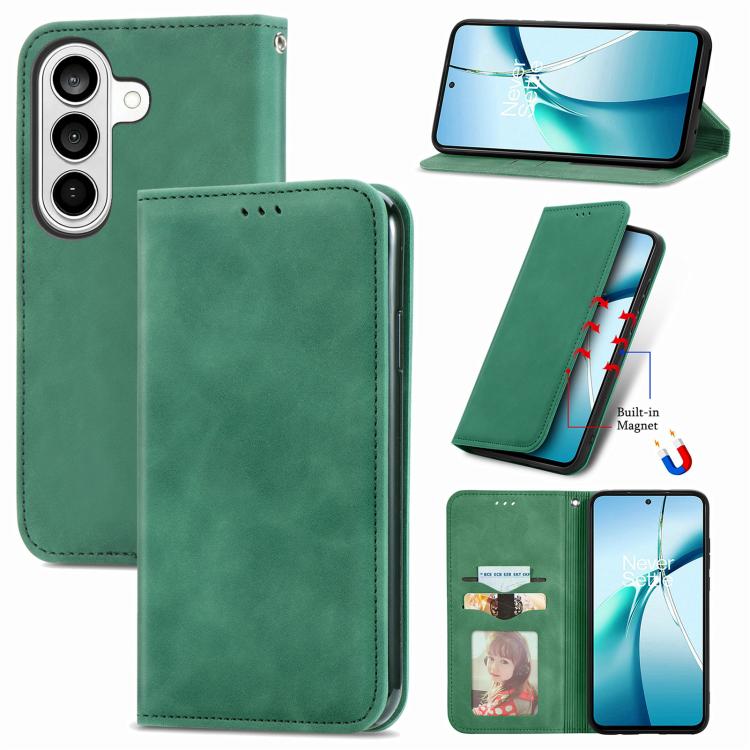 Retro Skin Feel Magnetic Leather Phone Case, For Galaxy S26 FE 5G, For Galaxy S26+ 5G, For Galaxy S26 Ultra 5G, For Galaxy S26 5G