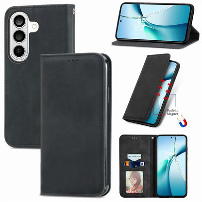 Retro Skin Feel Magnetic Leather Phone Case, For Galaxy S26 FE 5G, For Galaxy S26+ 5G, For Galaxy S26 Ultra 5G, For Galaxy S26 5G