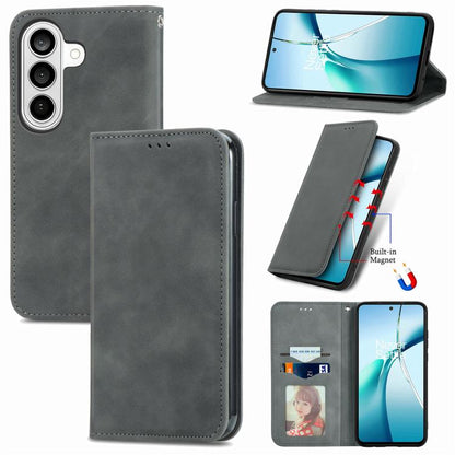 Retro Skin Feel Magnetic Leather Phone Case, For Galaxy S26 FE 5G, For Galaxy S26+ 5G, For Galaxy S26 Ultra 5G, For Galaxy S26 5G