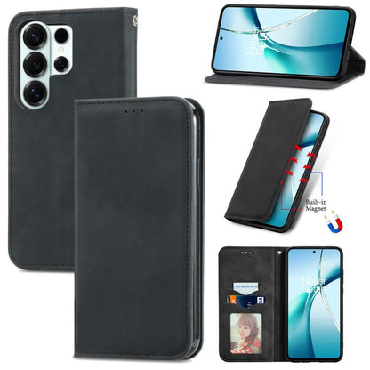 Retro Skin Feel Magnetic Leather Phone Case, For Galaxy S26 FE 5G, For Galaxy S26+ 5G, For Galaxy S26 Ultra 5G, For Galaxy S26 5G