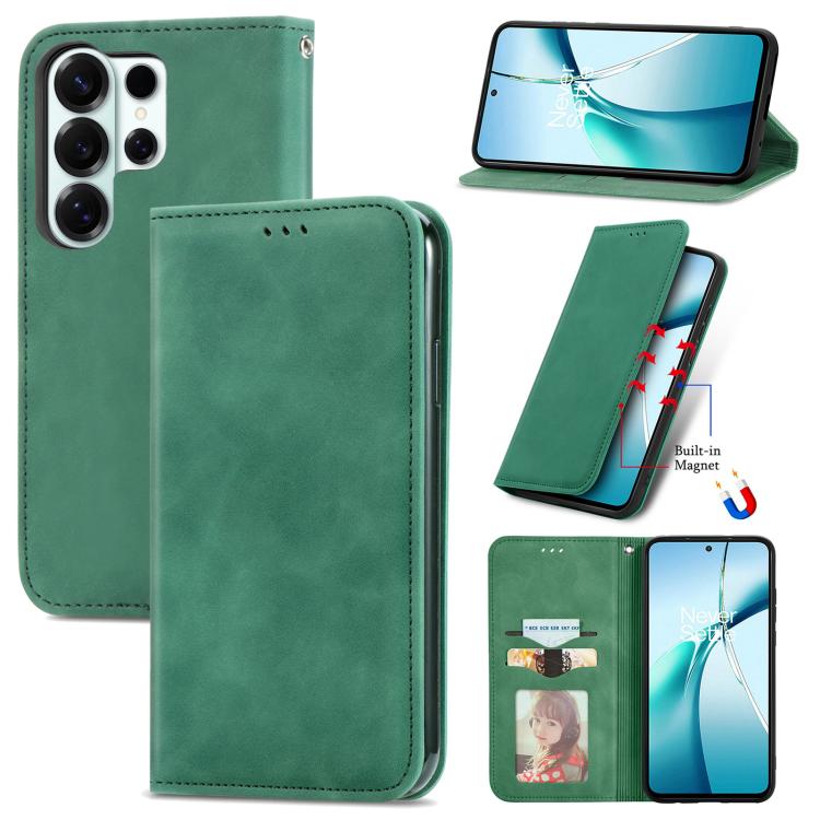Retro Skin Feel Magnetic Leather Phone Case, For Galaxy S26 FE 5G, For Galaxy S26+ 5G, For Galaxy S26 Ultra 5G, For Galaxy S26 5G
