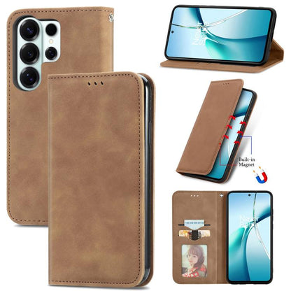 Retro Skin Feel Magnetic Leather Phone Case, For Galaxy S26 FE 5G, For Galaxy S26+ 5G, For Galaxy S26 Ultra 5G, For Galaxy S26 5G