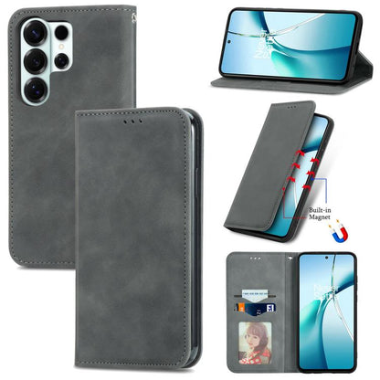 Retro Skin Feel Magnetic Leather Phone Case, For Galaxy S26 FE 5G, For Galaxy S26+ 5G, For Galaxy S26 Ultra 5G, For Galaxy S26 5G