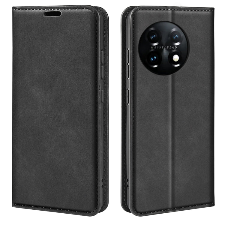 For OnePlus 11  Retro-skin Magnetic Suction Leather Phone Case, For OnePlus 11