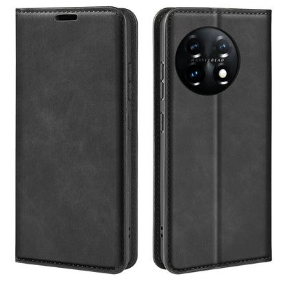 For OnePlus 11  Retro-skin Magnetic Suction Leather Phone Case, For OnePlus 11