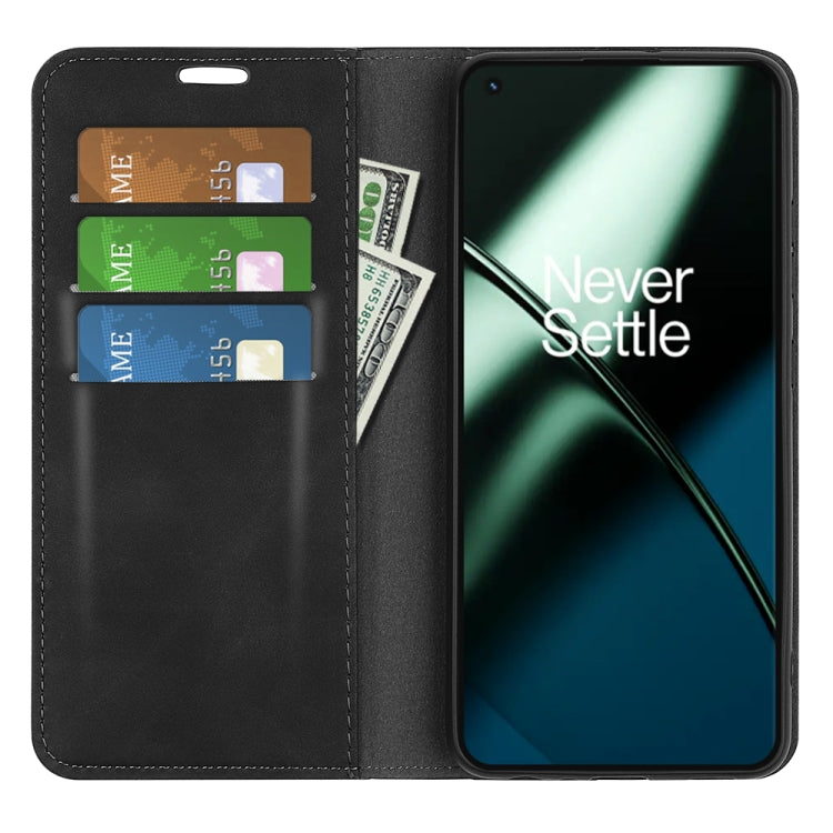 For OnePlus 11  Retro-skin Magnetic Suction Leather Phone Case, For OnePlus 11