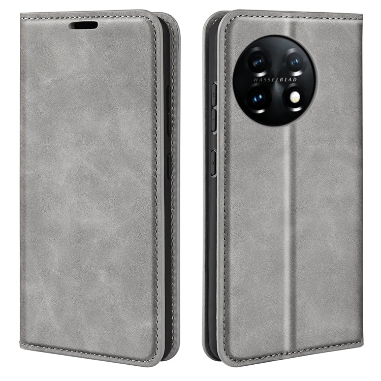 For OnePlus 11  Retro-skin Magnetic Suction Leather Phone Case, For OnePlus 11