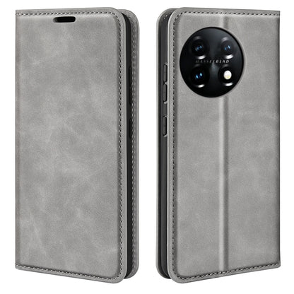 For OnePlus 11  Retro-skin Magnetic Suction Leather Phone Case, For OnePlus 11