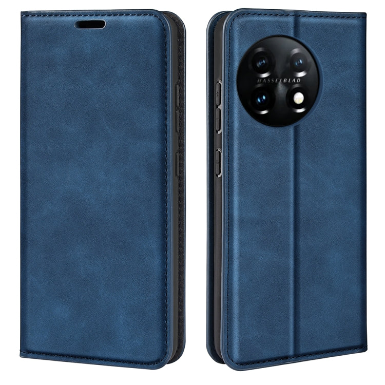 For OnePlus 11  Retro-skin Magnetic Suction Leather Phone Case, For OnePlus 11