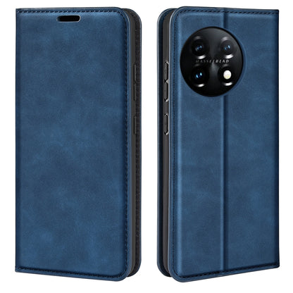 For OnePlus 11  Retro-skin Magnetic Suction Leather Phone Case, For OnePlus 11