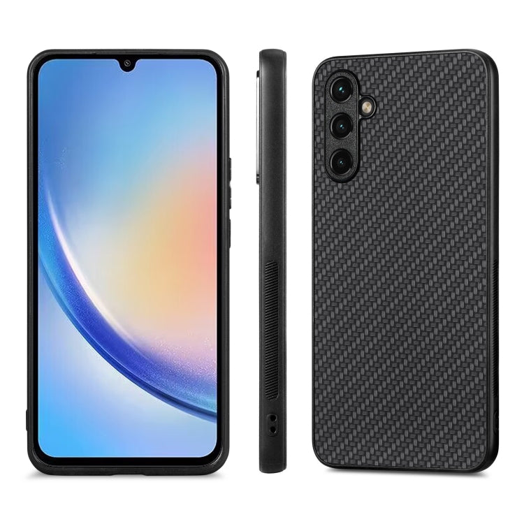Carbon Fiber Texture Leather Back Cover Phone Case, For Samsung Galaxy A34 5G