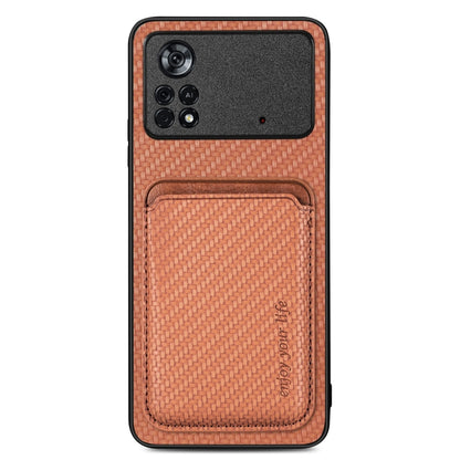 Carbon Fiber Leather Card Magsafe Magnetic Phone Case, For Honor Magic5, For Honor X7A, For Honor X9A, For Xiaomi Poco X4 Pro 5G