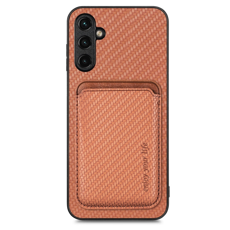 Carbon Fiber Leather Card Magsafe Magnetic Phone Case, For Samsung Galaxy A34 5G