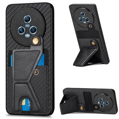 Carbon Fiber Wallet Flip Card K-shaped Holder Phone Case, For Honor Magic5, For Honor X7A, For Honor X8A, For Xiaomi Poco X4 Pro 5G