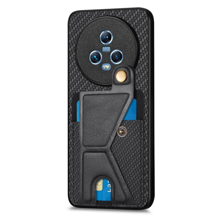 Carbon Fiber Wallet Flip Card K-shaped Holder Phone Case, For Honor Magic5, For Honor X7A, For Honor X8A, For Xiaomi Poco X4 Pro 5G