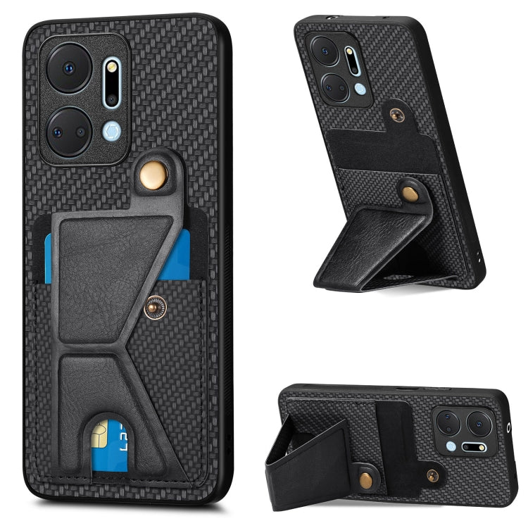 Carbon Fiber Wallet Flip Card K-shaped Holder Phone Case, For Honor Magic5, For Honor X7A, For Honor X8A, For Xiaomi Poco X4 Pro 5G
