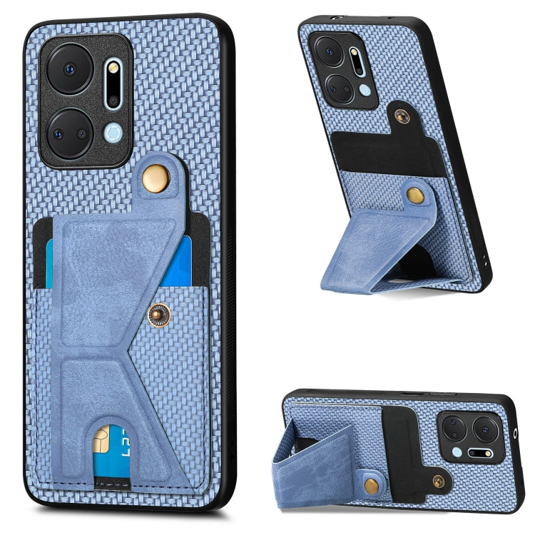 Carbon Fiber Wallet Flip Card K-shaped Holder Phone Case, For Honor Magic5, For Honor X7A, For Honor X8A, For Xiaomi Poco X4 Pro 5G