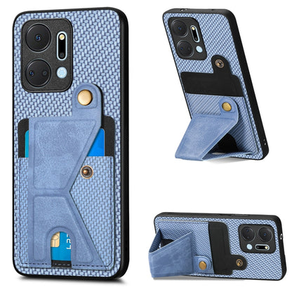 Carbon Fiber Wallet Flip Card K-shaped Holder Phone Case, For Honor Magic5, For Honor X7A, For Honor X8A, For Xiaomi Poco X4 Pro 5G