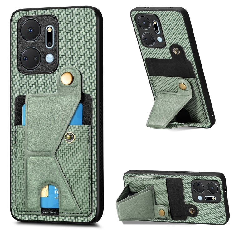 Carbon Fiber Wallet Flip Card K-shaped Holder Phone Case, For Honor Magic5, For Honor X7A, For Honor X8A, For Xiaomi Poco X4 Pro 5G