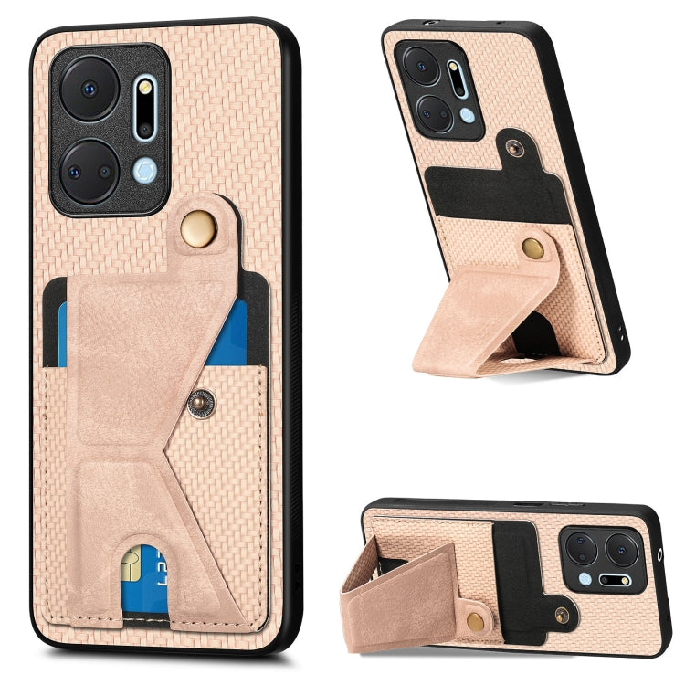 Carbon Fiber Wallet Flip Card K-shaped Holder Phone Case, For Honor Magic5, For Honor X7A, For Honor X8A, For Xiaomi Poco X4 Pro 5G