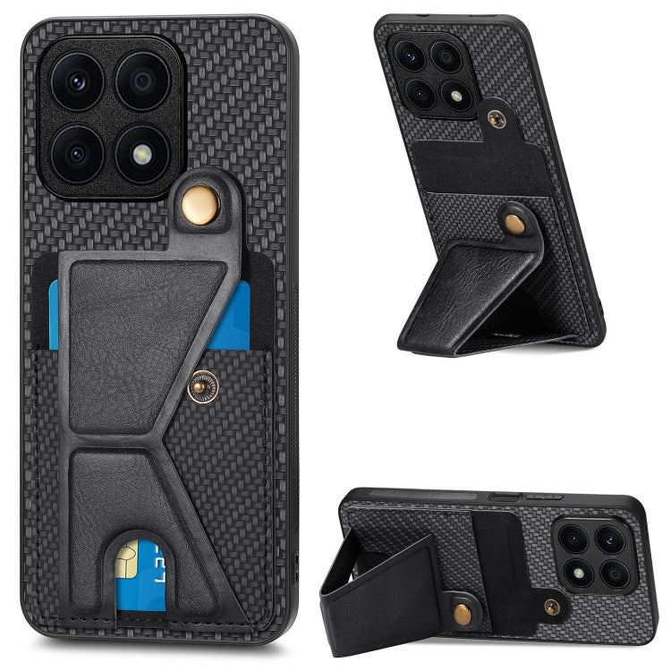 Carbon Fiber Wallet Flip Card K-shaped Holder Phone Case, For Honor Magic5, For Honor X7A, For Honor X8A, For Xiaomi Poco X4 Pro 5G